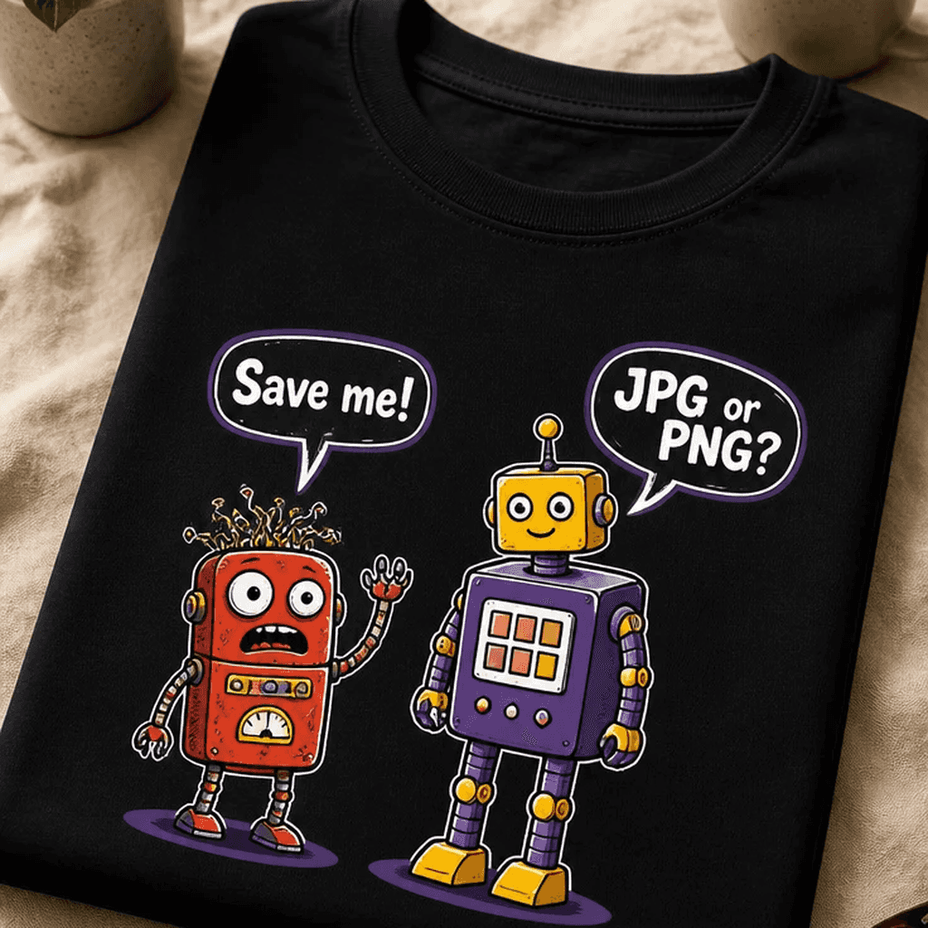 Majica za računalničarje - Save me! JPG or PNG?