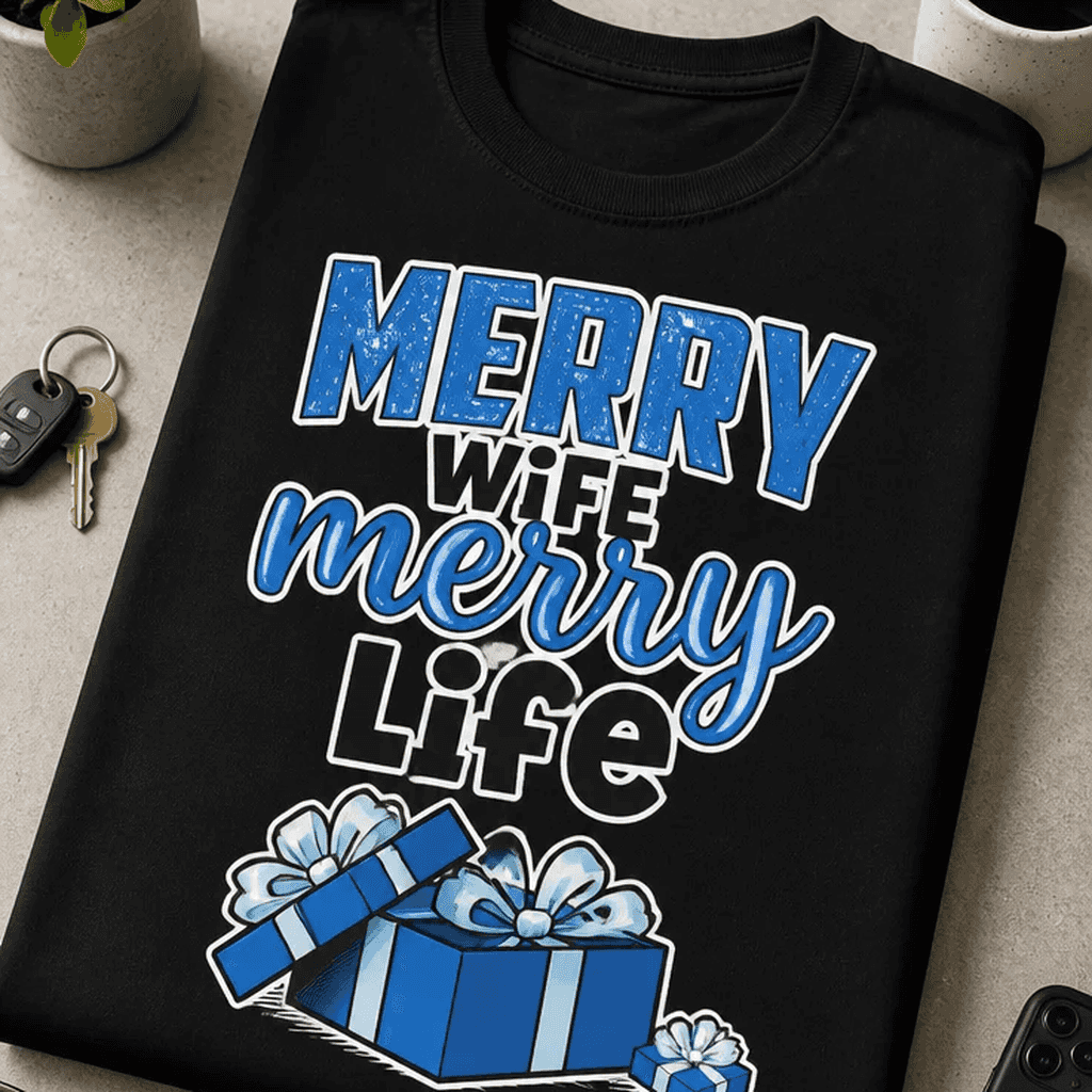 Majica za poročene moške - MERRY WIFE merry life