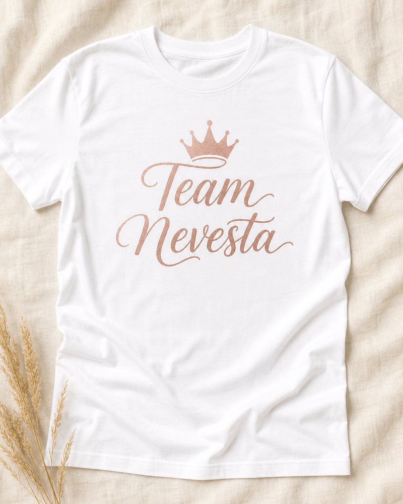 Bela majica za dekliščino z napisom Team Nevesta