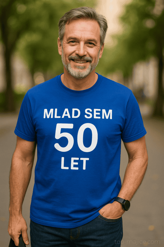 Smešna majica MLAD SEM 50 LET