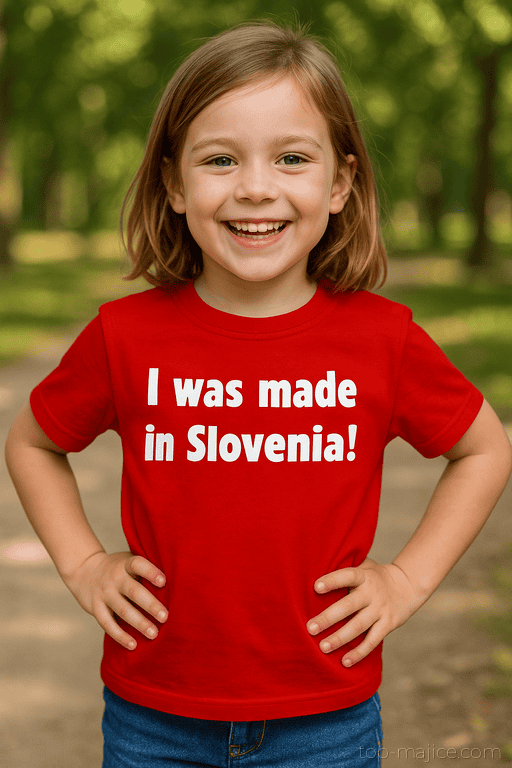 Smešna otroška majica I was made in Slovenia!