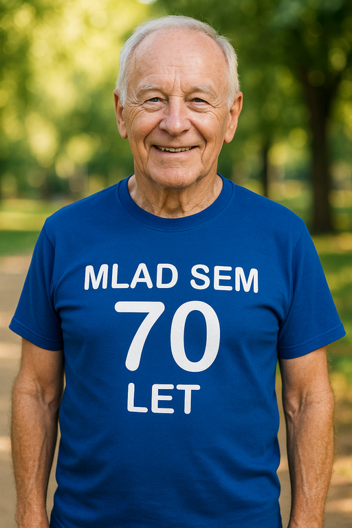 Smešna majica MLAD SEM 70 LET