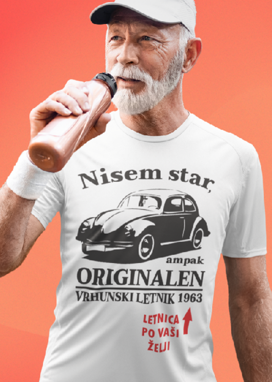 Smešna majica Nisem star (letnica po želji)