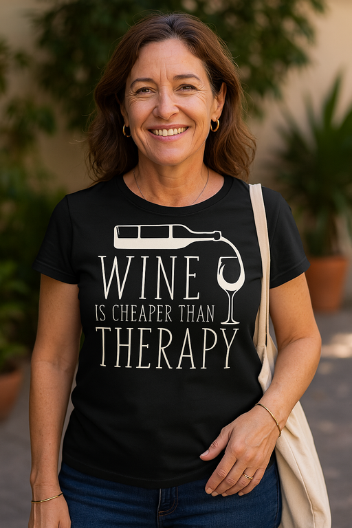 Smešna majica wine is cheaper than therapy