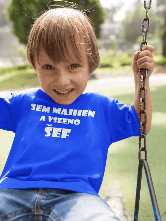 Smešna otroška majica SEM MAJHEN A VSEENO ŠEF