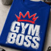 Majica z napisom Gym boss in rdečo krono za fitnes navdušence