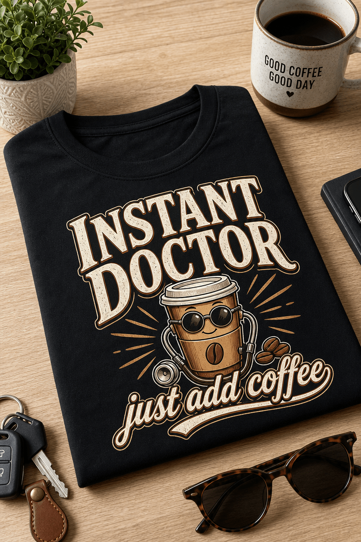 Majica z napisom Instant doctor just add coffee za zdravnike in ljubitelje kave