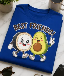 Majica z napisom BEST FRIENDS! in prikupnim motivom prijateljskih likov