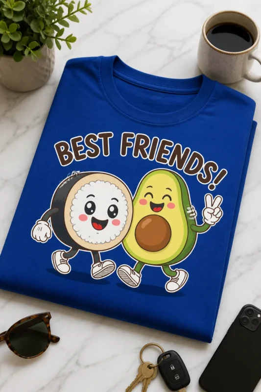 Majica z napisom BEST FRIENDS! in prikupnim motivom prijateljskih likov