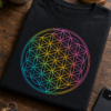 Majica z mavričnim geometrijskim motivom Flower of Life