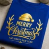 Majica z napisom Merry Christmas and Happy New Year v elegantnem prazničnem slogu