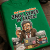 Majica z napisom Moj fitnes vsakdan: Znoj, stres in Excel! in motivom utrujenega pisarniškega delavca za računalnikom