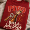 Majica z napisom Pivo rola jebi vola in retro motivom pivske steklenice