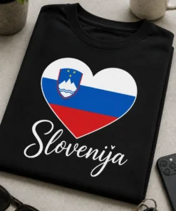 Majica z napisom Slovenija in srčkom v barvah slovenske zastave