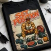 Majica z napisom Set position in retro motivom mišičastega moškega ter fitnes opreme