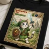 Majica z mačkom v parodiji legendarnega igralnega junaka v retro slogu