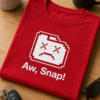 Majica z napisom Aw, Snap! in pikselasto žalostno crash ikono