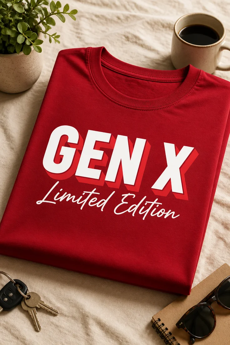 Majica z napisom GEN X Limited Edition v retro tipografiji