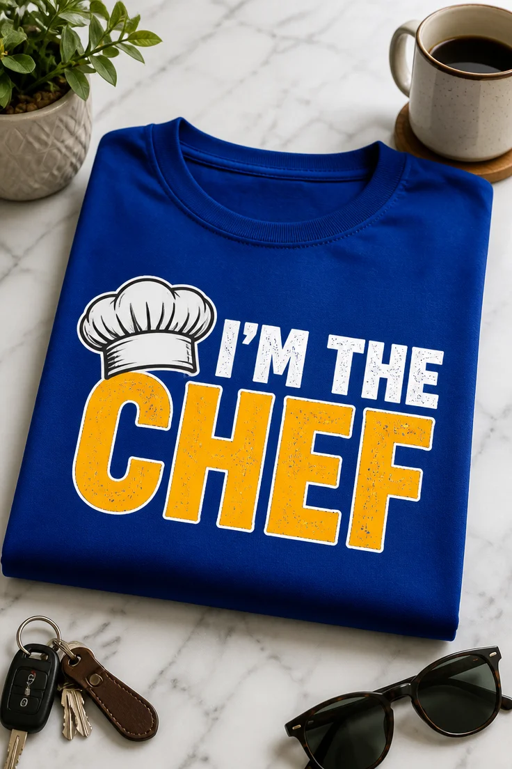 Majica z napisom I’M THE CHEF in motivom kuharske kape