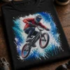 Majica z akvarelnim motivom BMX kolesarja med skokom