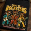 Božična majica z napisom Jingle Bell Rockstars in retro jelenjo rock skupino