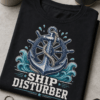Majica z navtičnim motivom sidra in krmila ter napisom Ship disturber