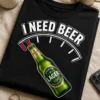 Majica z napisom I NEED BEER in motivom merilnika ter steklenice piva