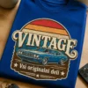Retro majica z napisom Vintage Vsi originalni deli v obrabljenem slogu