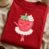 Majica z motivom jagode s smetano v prikupnem kawaii slogu