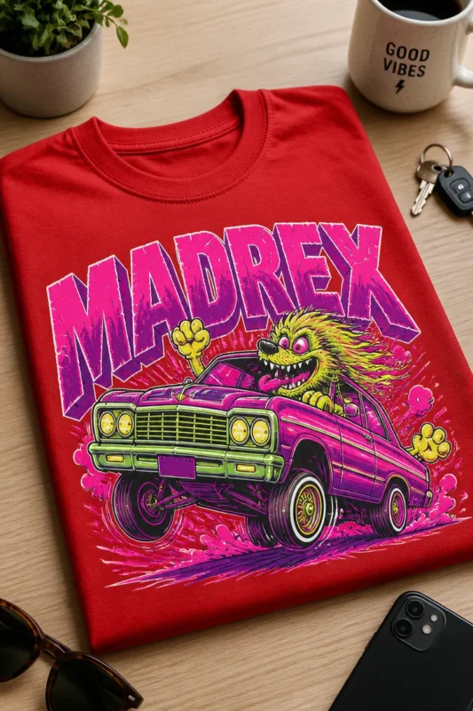 Majica za mame z napisom MADREX v retro stripovskem slogu