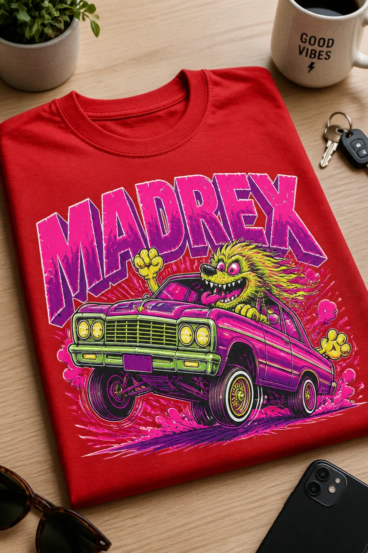 Majica za mame z napisom MADREX v retro stripovskem slogu