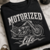 Majica z napisom Motorized life in vintage motivom klasičnega chopper motorja