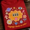 Majica z napisom Najboljši človek na svetu in igrivim retro pisanim likom