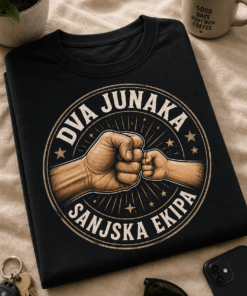 Majica z napisom Dva junaka, sanjska ekipa za očeta in sina z motivom stika pesti