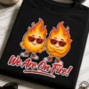 Majica za pare z napisom We Are On Fire! in retro ognjenima likoma