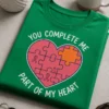 Majica z napisom YOU COMPLETE ME PART OF MY HEART in srcem iz koščkov sestavljanke