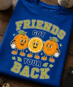 Majica za prijatelje z napisom FRIENDS GOT YOUR BACK in retro citrusnim motivom