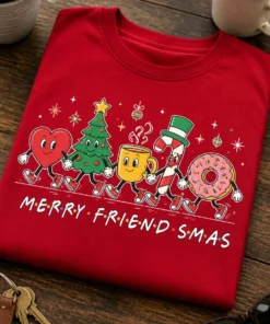 Majica z napisom MERRY FRIEND-SMAS za prijatelje in praznično druženje