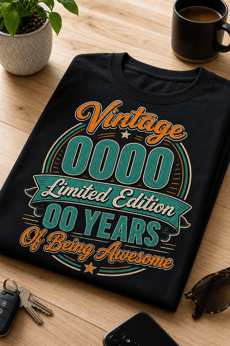 Majica z napisom Vintage Limited Edition Of Being Awesome v retro rojstnodnevnem slogu
