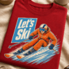 Majica z napisom Let's Ski in retro motivom smučarja v zavoju