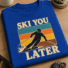 Majica z napisom SKI YOU LATER in retro motivom smučarja