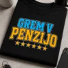 Majica z napisom GREM V PENZIJO v športnem retro tipografskem slogu