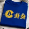 Retro Bitcoin Pac-Man motiv, kjer Bitcoin lovi dolar in evro