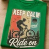 Majica za kolesarje z napisom KEEP CALM and Ride on ter retro motivom gorskega kolesarja