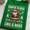 Božična majica z napisom SANTA FLOSS LIKE A BOSS in plešočim Božičkom