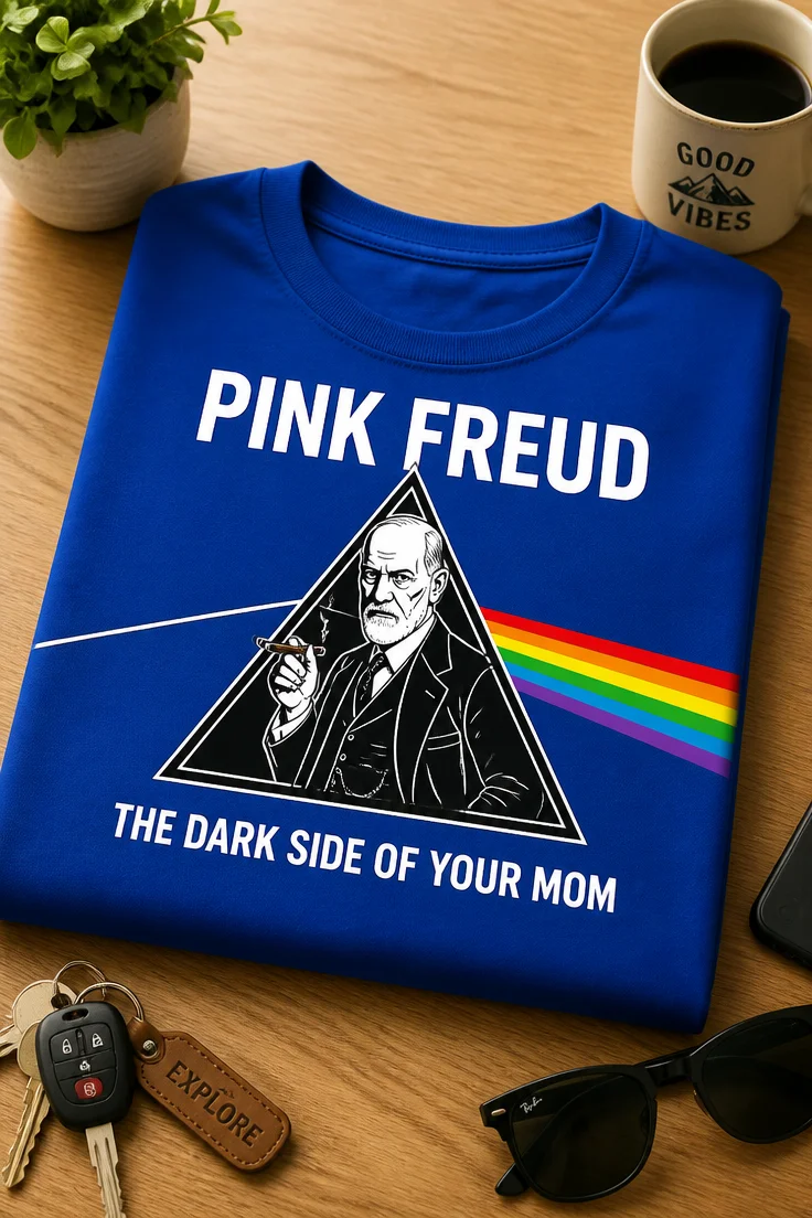 Majica z napisom PINK FREUD THE DARK SIDE OF YOUR MOM
