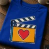Majica z motivom filmske klape s srčkom v retro slogu