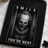 Majica z napisom SMILE YOU’RE NEXT in srhljivim klovnom