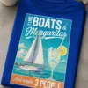 Majica z napisom I LIKE BOATS & Margaritas And maybe 3 PEOPLE ter motivom jadrnice in koktajla