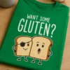 Majica z napisom WANT SOME GLUTEN? in simpatičnima rezinama kruha